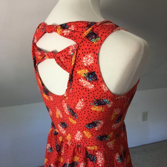 Coral Dandelion and Bow Tied Fit and Flare Mini delias - Picture 9 of 10